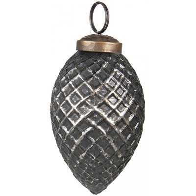 Clayre & Eef Černo-stříbrná antik skleněná ozdoba šiška Ø 4*7 cm – Hledejceny.cz
