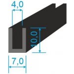 00535209 Pryžový profil tvaru "U", 10x7/4mm, 70°Sh, EPDM, -40°C/+100°C, černý – Sleviste.cz
