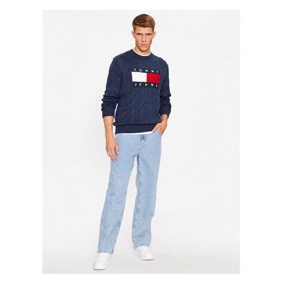 Tommy Jeans svetr Flag DM0DM17762 tmavomodrá – Zboží Mobilmania