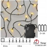 Emos D4FW01 LED vánoční řetěz 2,8 m 3x AA venkovní i vnitřní teplá bílá časovač – Zboží Dáma
