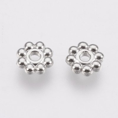 Kovový oddělovací korálek - platinový - květina - 5 x 5 x 1,5 mm - 1 ks – Zboží Mobilmania