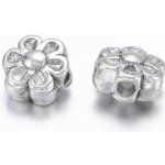 Kovový korálek - starostříbrný - květina - ∅ 6,5 x 4,5 mm - 1 ks – Zboží Dáma