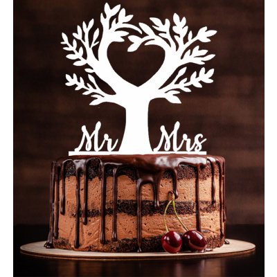 Zápich na svatební dort - Mr a Mrs strom Barva: Bílá – Zboží Mobilmania