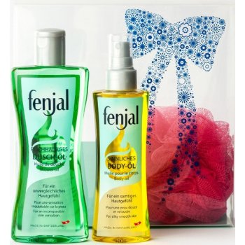 Fenjal Oil sprchový olej 200 ml + tělový olej 150 ml + masážní žínka dárková sada