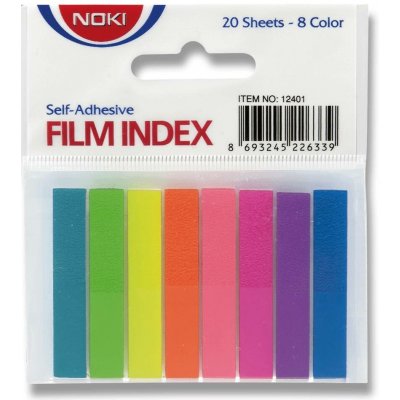 Noki Film Index - samolepicí záložky - 46 × 8 mm, 8 barev × 20 ks – Sleviste.cz