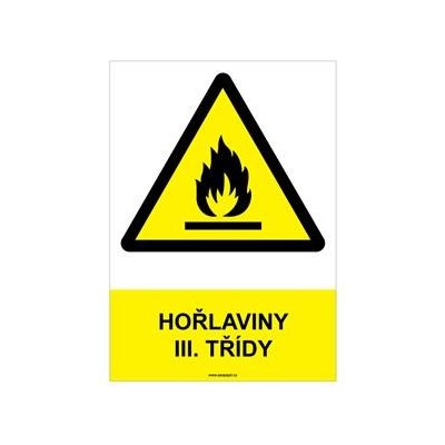 HOŘLAVINY III. TŘÍDY - bezpečnostní tabulka, samolepka A4 – Zboží Mobilmania