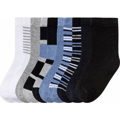 lupilu Dětské ponožky s BIO bavlnou, 10 párů bílá/modrá/šedá/černá – Zboží Mobilmania