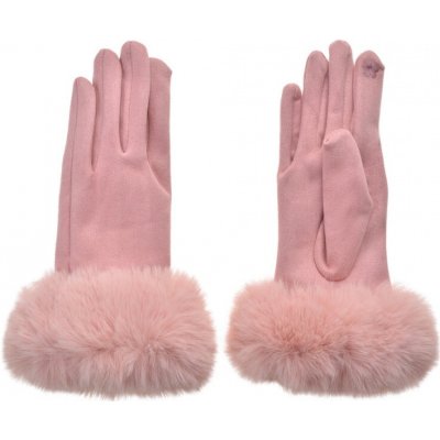 dámské rukavice s kožešinkou Nannette růžové – Zboží Mobilmania