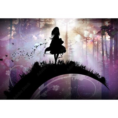 WEBLUX 141904657 Fototapeta plátno Evening in the magical Forest cartoon character in the real world silhouette art photo manipulation rozměry 174 x 120 cm – Hledejceny.cz