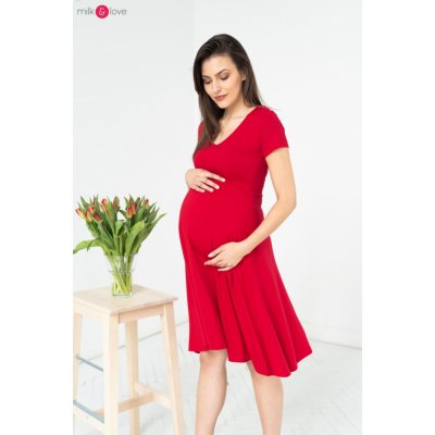 Těhotenské kojící šaty Mommy Chic Red – Zboží Mobilmania