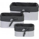EXCELLENT HOUSEWARE Sada košíků bambus / textil 3 ks KO-MA1000030 – Zboží Mobilmania