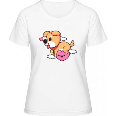 MyMate Prodloužené Triko MY120 Design se srdíčkem a psem White / White – Sleviste.cz