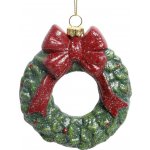Červeno-zelená vánoční ozdoba vintage věnec 9*2*10 cm Chic Antique – Hledejceny.cz
