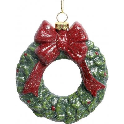 Červeno-zelená vánoční ozdoba vintage věnec 9*2*10 cm Chic Antique – Hledejceny.cz