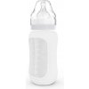 Láhev a nápitka EcoViking kojenecká láhev skleněná široká silikonový obal barevné kombinace iceberg white 240 ml