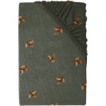 LIVARNO home Žerzejové napínací prostěradlo listy zelené 90-100x200 – Zboží Dáma