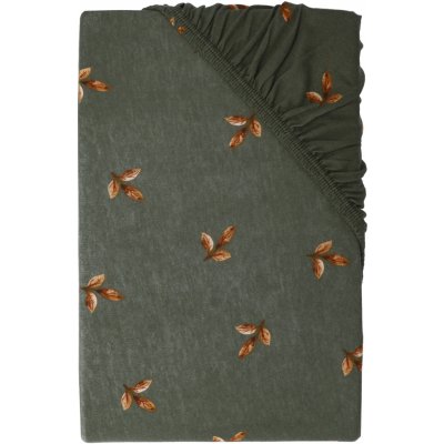 LIVARNO home Žerzejové napínací prostěradlo listy zelené 90-100x200 – Zboží Dáma