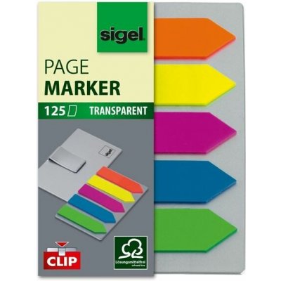 Samolepicí záložky Sigel® "šipky" s klipem - 50 x 12 mm, mix barev, 5 ks – Hledejceny.cz