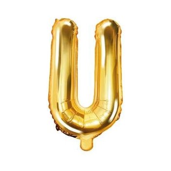 PartyDeco Fóliový balónek Mini Písmeno U zlatý 35 cm
