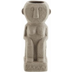 MADAM STOLTZ Dekorativní kameninová váza Imprints Matt Grey, šedá barva, keramika