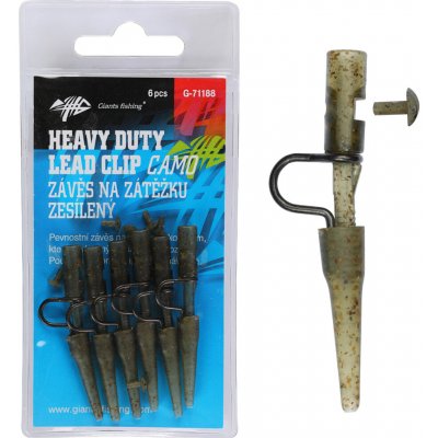 Giants Fishing Závěs Na Zátěžku Heavy Duty Lead Clip With Pin Camo 6 ks – Sleviste.cz