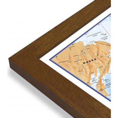 Excart Maps Svět - nástěnná politická mapa 136 x 100cm (ČESKY) Varianta: mapa v dřevěném rámu, Provedení: Pegi tmavý ořech