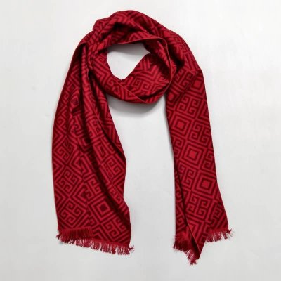 Šála česaného hedvábí červená se vzorem oboustranná Hedvábný Svět – Zboží Mobilmania