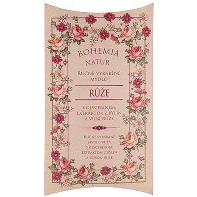 Bohemia Natur Růže s glycerinem a extraktem z bylin ručně vyráběné toaletní mýdlo v papírové krabičce 100 g