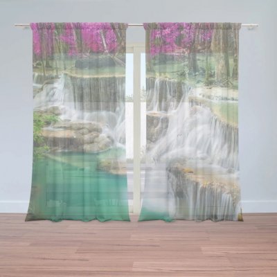Sablio Záclony Černobílý vodopád: 2ks 150x250cm – Hledejceny.cz