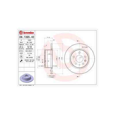 BREMBO brzdový kotouč 08.1395.40