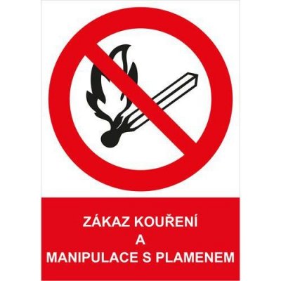 Zákazová bezpečnostní tabulka - Zákaz kouření a manipulace s plamenem, plast – Zboží Mobilmania