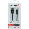 usb kabel Swissten 71522101 USB 2.0, zástrčka A - zástrčka micro B, opletený, 0,2m, černý