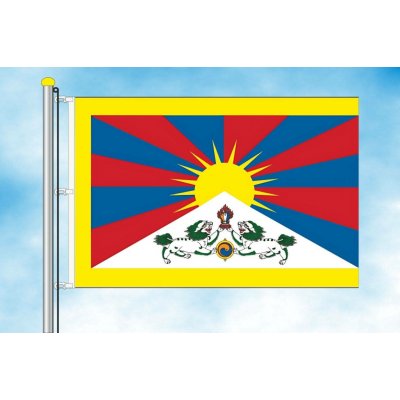 LIBEA, s.r.o. Vlajka Tibetu Rozměr: 100×150 cm, Uchycení: Karabiny na stožár – Hledejceny.cz