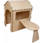 KIK KX3831 Zahradní dřevěný domeček pro děti s tabulí a stolem – Zboží Dáma