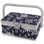 Kazeta / košík na šití čalouněný, střední, 2 modrá tmavá – Zboží Dáma