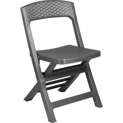 Progarden Zahradní plastová skládací židle Asso Rattan antracit – Zboží Mobilmania