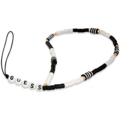 Guess Poutko pro telefon Heishi Beads černé/bílé (GUSTBCKH) – Sleviste.cz