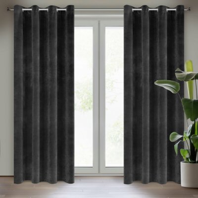 EUROFIRANY ZATEMŇOVACÍ ZÁVĚS NA KROUŽCÍCH RIA 140X250 CM ČERNÁ – Hledejceny.cz
