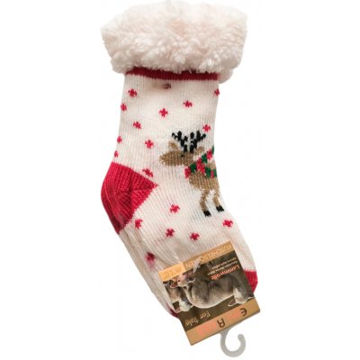 Dětské vánoční ponožky papuče protiskluzové ABS s kožíškem Sob bílý – Zboží Mobilmania