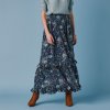 Dámská sukně Blancheporte dlouhá volánová sukně s potiskem květin tyrkysová/bronzová
