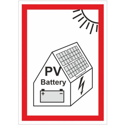 Označení FVE na budově s baterií samolepící PVC fólie 50x70 mm – Zboží Dáma