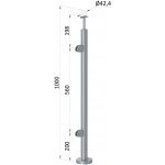 Nerezový sloup, vrchní kotvení, výplň: sklo, levý – Zboží Mobilmania