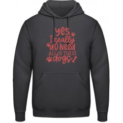 AWDis Hoodie Mikina Design pro majitele více psů Uhelná černá