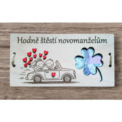 Dekorace z Řečice Dřevěné přání na peníze svatební 1 – Sleviste.cz