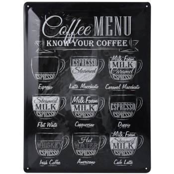 Plechová cedule - Coffee Menu