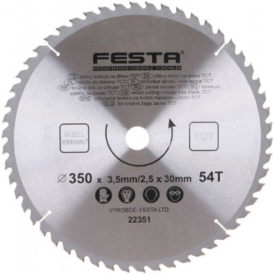 Festa Pilový kotouč s SK plátkem, 350 x 30 mm, 54 zubů, TCT 22351 – Zboží Mobilmania