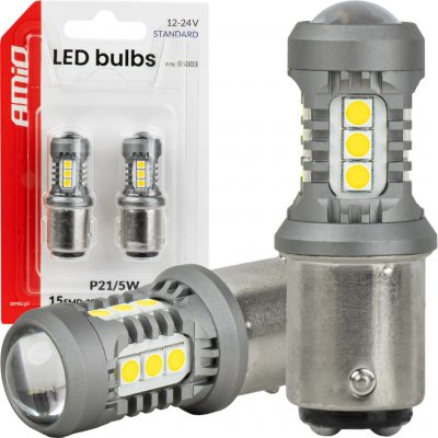 LED žárovky STANDARD BAY15D P21/5W 3030 15SMD bílé 12V 24V AMIO-05003 – Hledejceny.cz