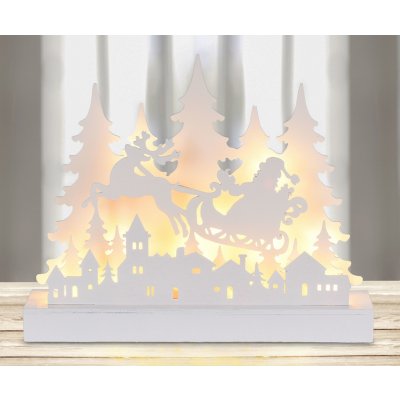 Spetebo Svítící dekorativní stojan 30 cm / 12 LED - Otec Vánoc na saních