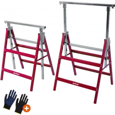 Jurhan Teleskopické lešenářské kozy sada 2 ks max. 200kg 60 x 56 x 81-130cm stříbrná/červená 55489 – HobbyKompas.cz