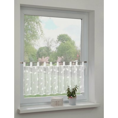 Sehlbach Vitrážová záclona s poutky, listy, bílá, 135 x 45 cm – Hledejceny.cz
